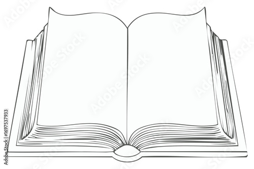 Open book with blank pages sketch drawing illustration for text or design concept