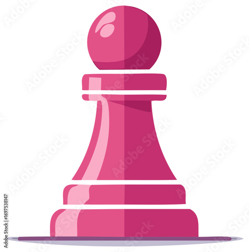 Single Pink Chess Pawn Piece, Strategic Game, Strategy Board, Playing Piece, Competition, Traditional Game