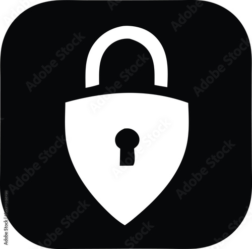 Modern secure lock icon symbol representing digital safety privacy and access control for online security and data protection applications