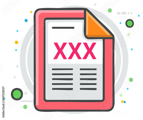 Confidential Document Icon with XXX Mark for Restricted and Sensitive Information