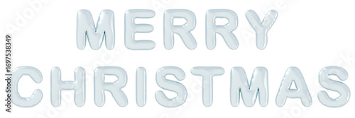 3D画像_風船_MERRY CHRISTMAS_シルバー
