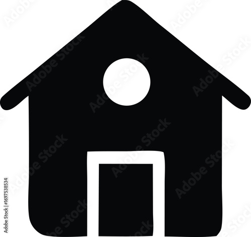 Simple black house icon representing home real estate property dwelling residential building lodging