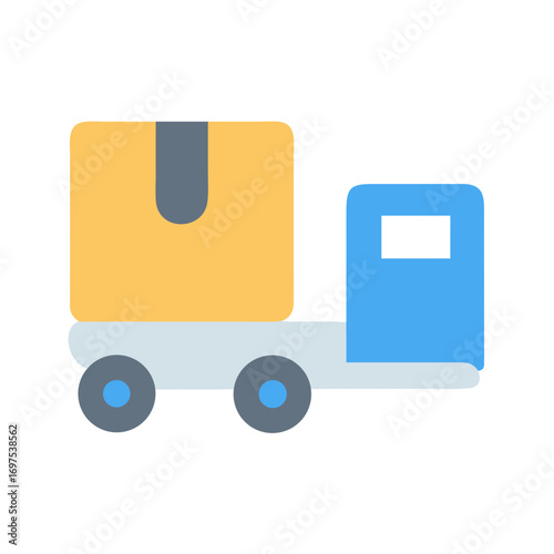 Delivery truck icon transporting goods, flat design style