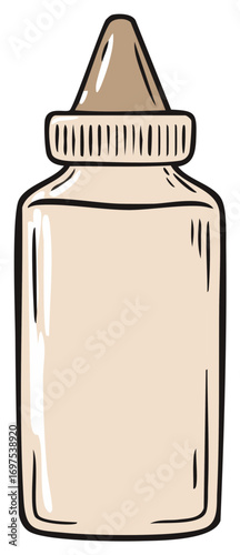 Simple cartoon style squeeze bottle with a pointed cap and ridged collar