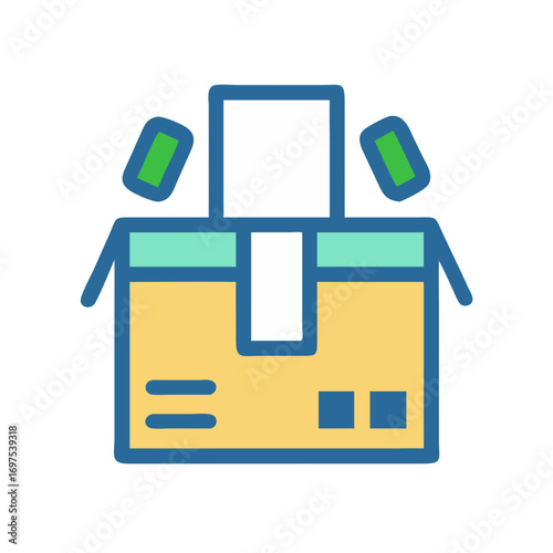 Shipping box with contents and labels ready for delivery