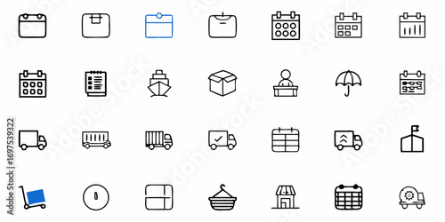 Illustration showing various industrial automation elements including robots cranes and safety equipment icons