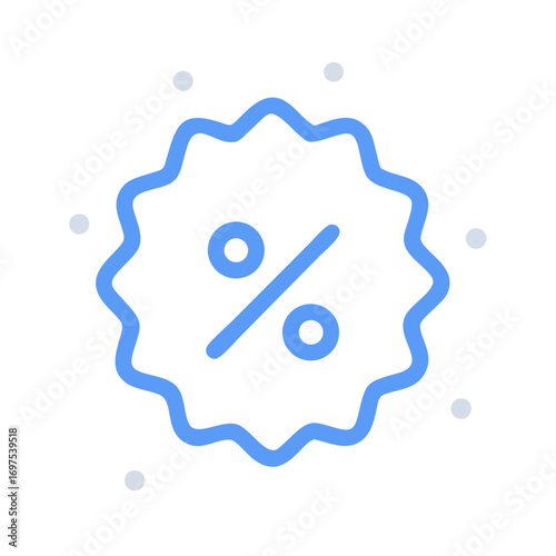 Light blue percent sign with white dots on black background