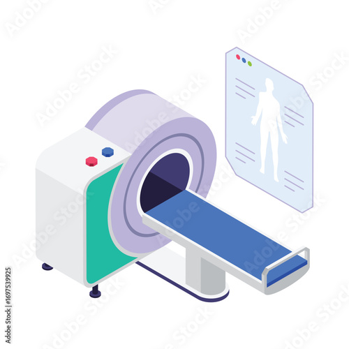 Mri Scan isometric vector illustration.