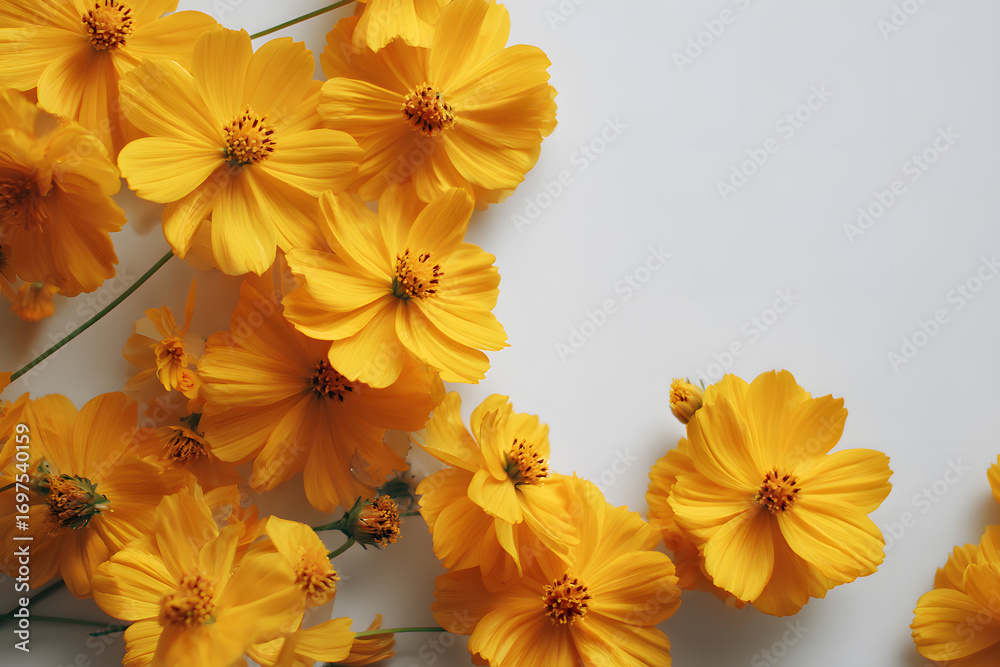 Obraz premium yellow flowers on white background