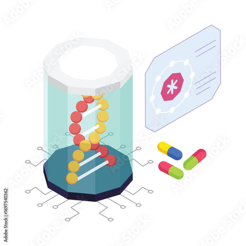 Bioengineering isometric vector illustration.