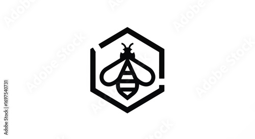 Black and white beehive logo design.