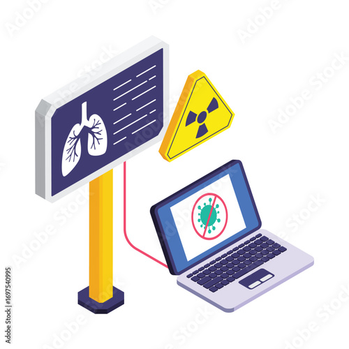 Lungs X-Ray isometric vector illustration.