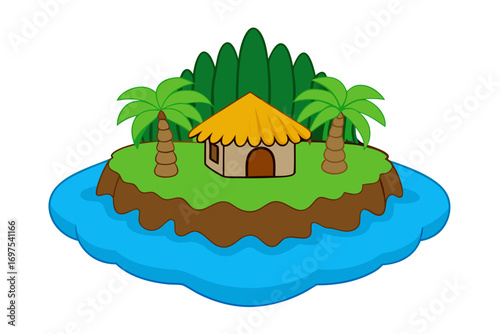 tropical island with palm trees