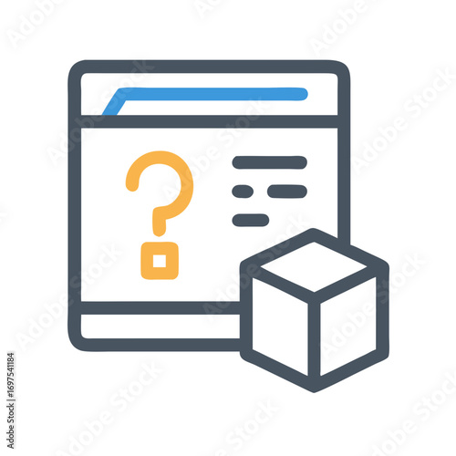 Conceptual illustration of help document with product modeling icon