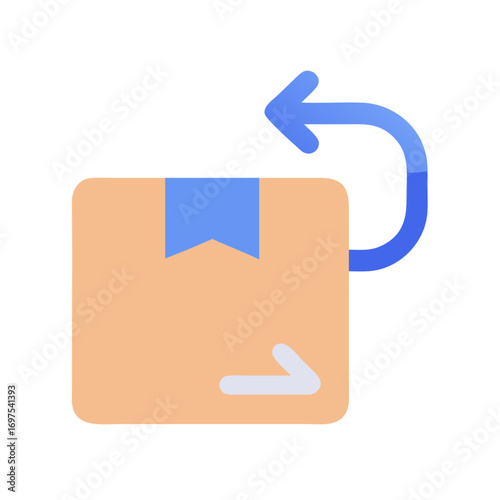 Simple illustration of a package with return arrow symbol