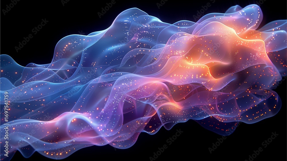 Fototapeta premium Abstract smoke-like shapes of colorful and vibrant smoke-like design. The abstract design of digital smoke creates a visual effect