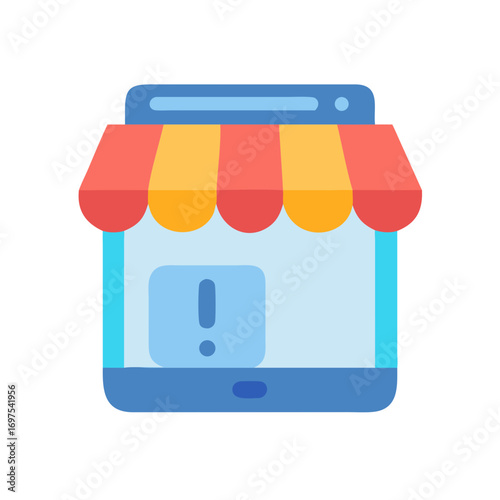 Mobile phone app store icon with warning notification