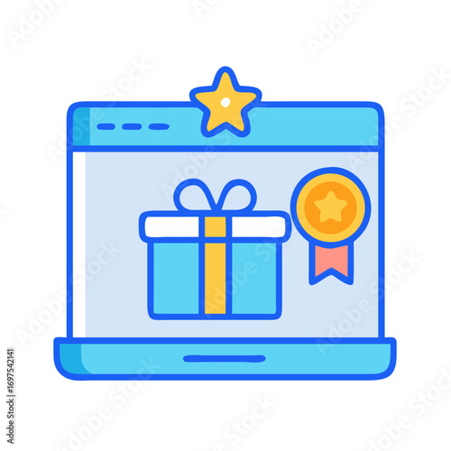 Online gift program reward with certificate in vector style