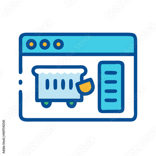 Minimalist online interface displaying a cart with a sidebar