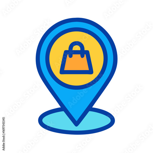 Shopping bag icon in map pin for store location