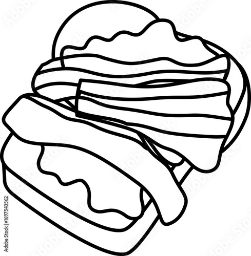 Illustration of sandwich with meat and protein