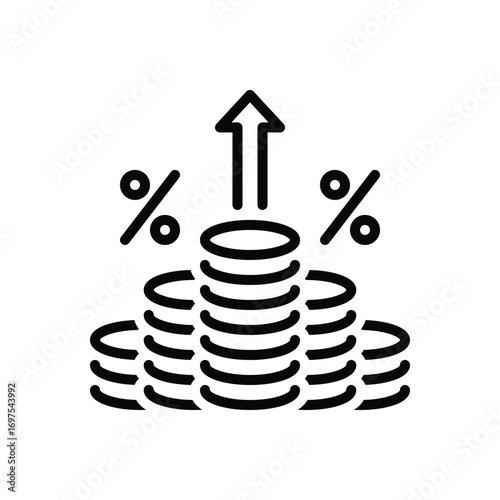 Black line icon for rising costs