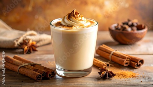 Spiced autumn drink in glass