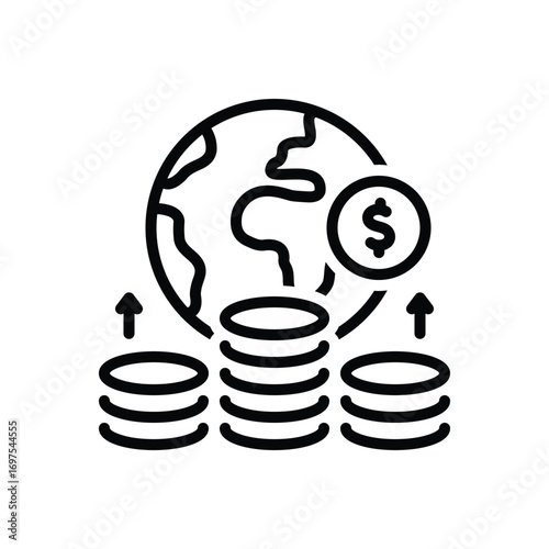 Black line icon for economic impact