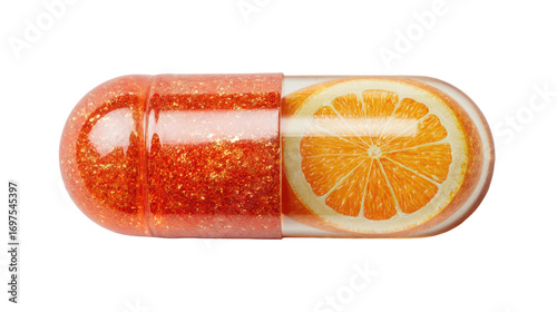 Orange-fruit-shaped pill capsule