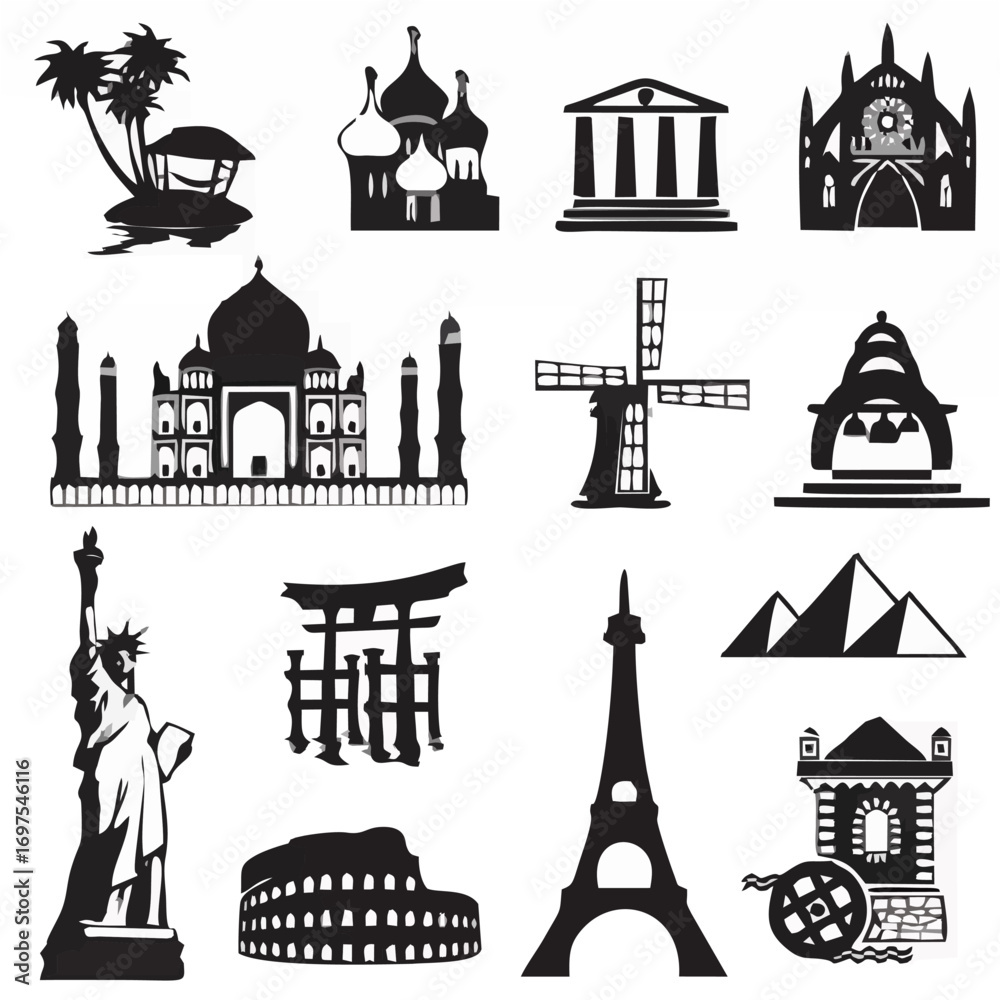 Fototapeta premium Global Landmark Icons.eps