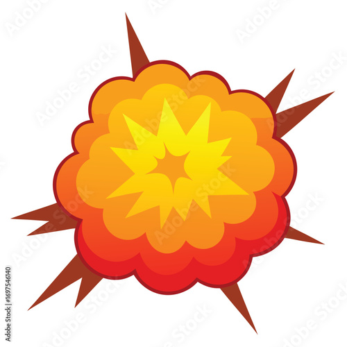Cartoon boom comic book explosion vector illustration isolated on white background for fun artwork  