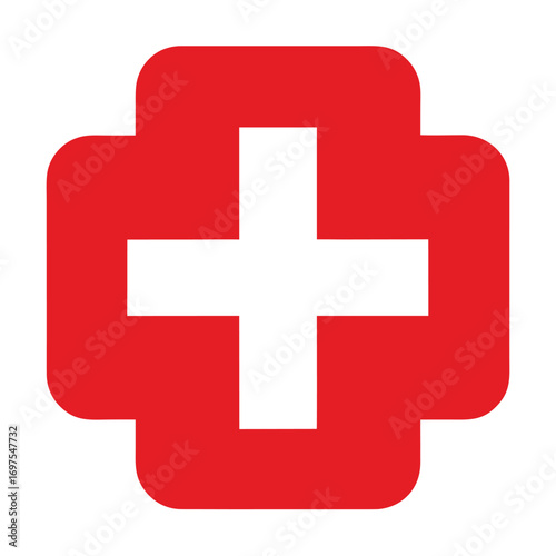 First aid icon symbol vector cross safety medic treatment flat design illustration isolated background  