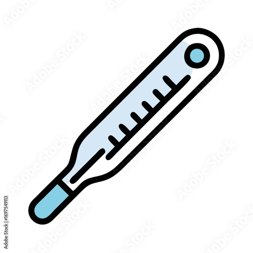 Light blue clinical thermometer on black background flat style