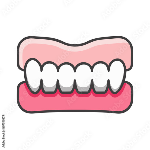 Cartoon dentures on black background for dental care concept