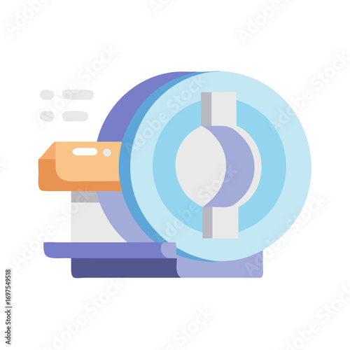 Flat illustration of CT scanner on plain black background
