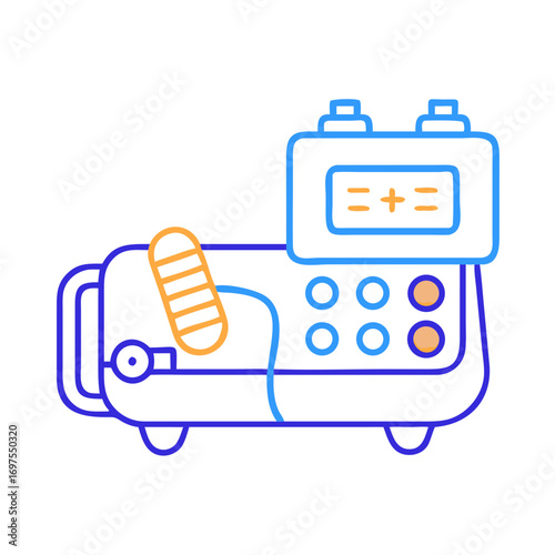 Blue and Orange Outline of Battery Charging System on Black