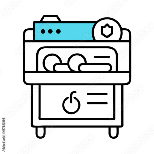 Simple cyan dialog box with three dots on black