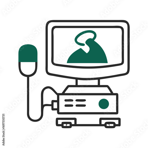 Medical Ultrasound Machine Illustration in Flat Design Style