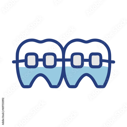 Orthodontic treatment dental teeth illustration with braces icon