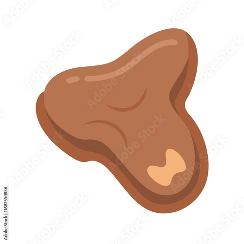 Stylized brown meat cut flat illustration on black backdrop