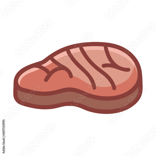 Stylized illustration of a fresh meat steak isolated