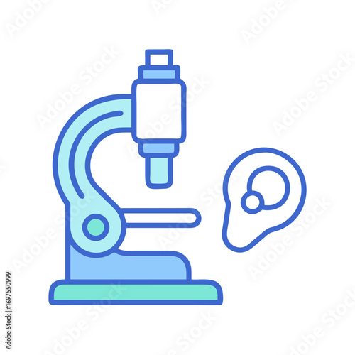 Microscope with cell vector illustration on black background