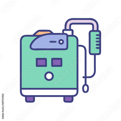 Minimalist vector illustration of a portable medical oxygen concentrator