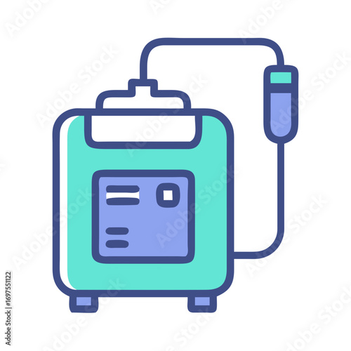 Cartoon dialysis machine with tubes against a dark backdrop