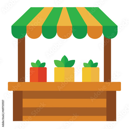 Organic fruit and vegetable market stall vector with fresh produce illustration healthy eco lifestyle  