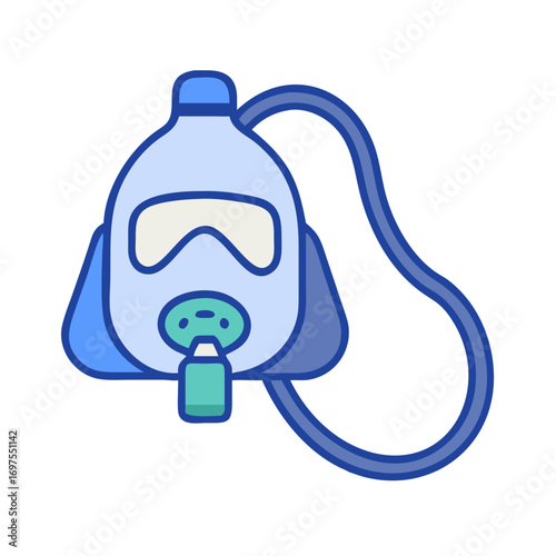 Simple flat illustration of a breathing mask with hose