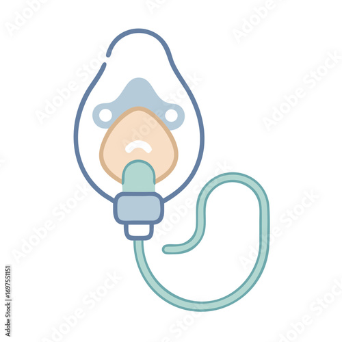 Isolated cartoon style oxygen mask on black background graphic