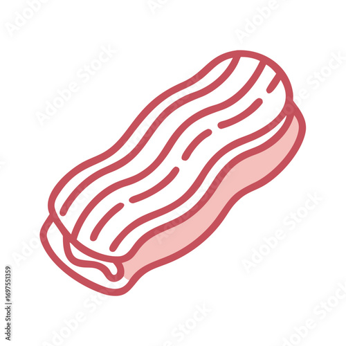 Stylized bacon strip illustration on a solid black backdrop
