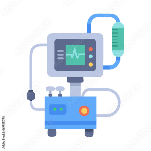 Stylized medical ventilator machine with heart rate monitoring system