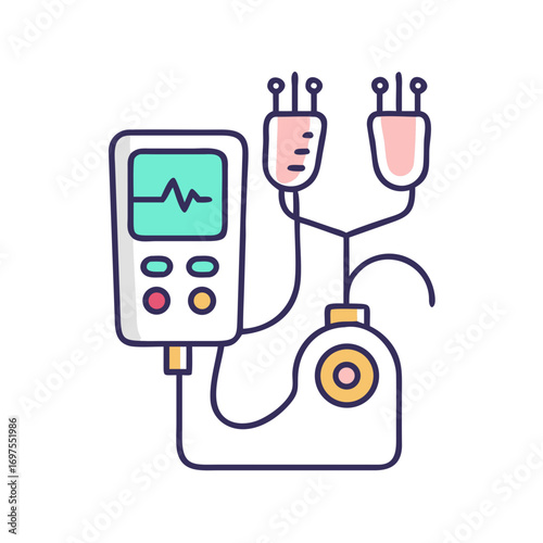 Minimalist cardiac monitor with IV bags diagnostic health concept